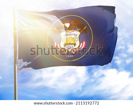 Flagpole with flag of State of Utah.