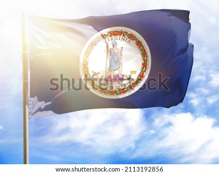 Flagpole with flag of State of Virginia.