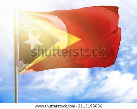 Flagpole with flag of East Timor.