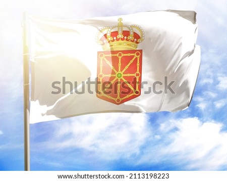 Flagpole with flag of Navarra coat of arms.