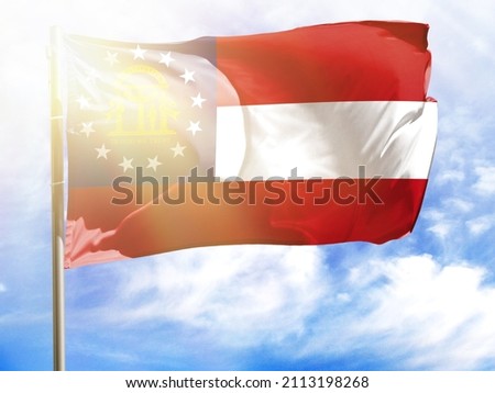 Flagpole with flag of State of Georgia.