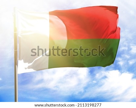 Flagpole with flag of Madagascar.