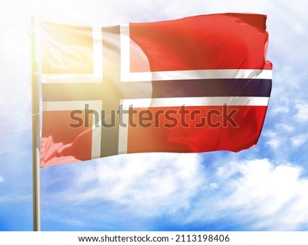 Flagpole with flag of Norway