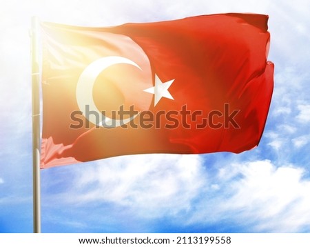 Flagpole with flag of Turkey
