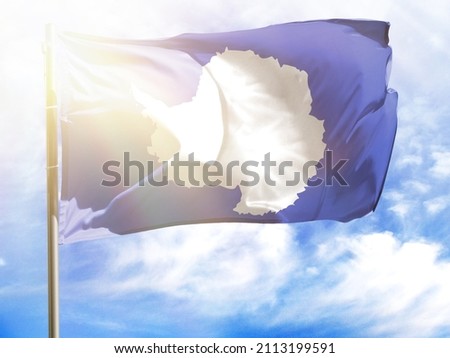 Flagpole with flag of Antarctic.