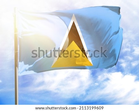 Flagpole with flag of Saint Lucia.