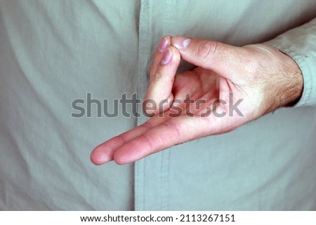 Prana mudra. Yogic hand gesture. Hand spirituality hindu yoga of fingers gesture.