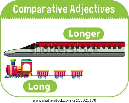 Comparative adjectives for word long illustration