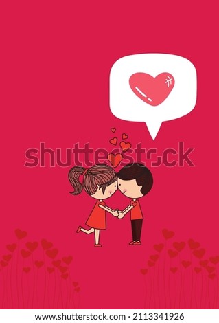 book cover illustration cartoon about love on valentine's day pink background