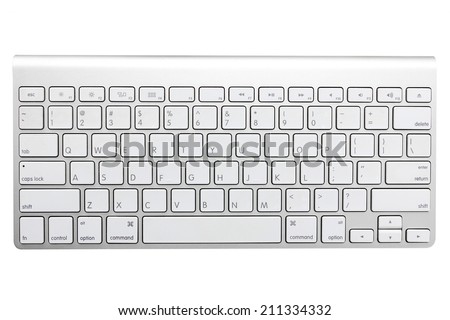 modern aluminum computer keyboard isolated on white background with clipping path