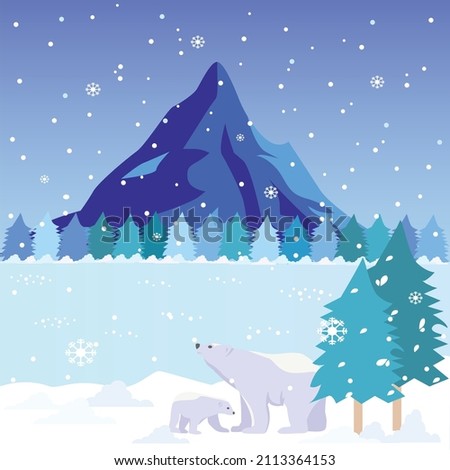 winter scenery, vector design illustration