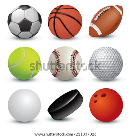 Sport balls on white background. Vector illustration