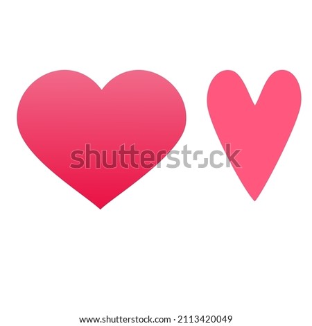 Couple red gradient hearts. Icon vector illustration. Isolated on white background