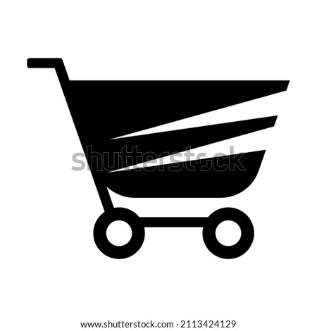 Vector, picture of shopping cart icon. Black line drawing. Online shopping. Self service basket