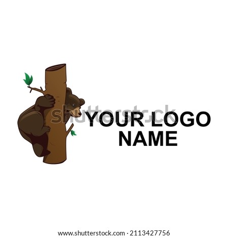 TREE REMOVAL LOGO WITH BEAR AND TREE ILLUSTRATION