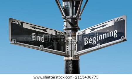 Street Sign the Direction Way to Beginning versus End Royalty-Free Stock Photo #2113438775