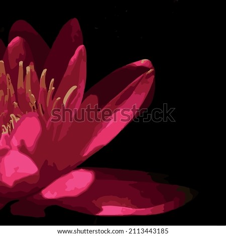 Water lily with black copy space. It can be used for any kind of project where you need to scale up this artwork at any size. 