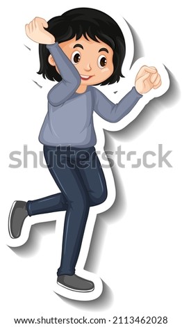 Girl throwing something cartoon character illustration