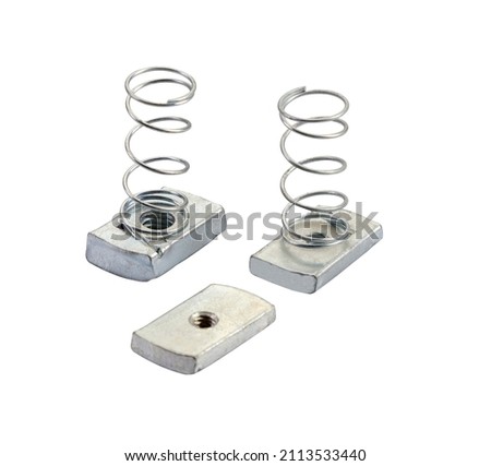 Long nuts with spring zinc plated Royalty-Free Stock Photo #2113533440