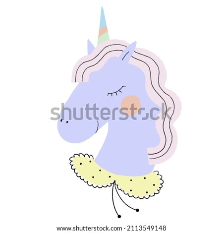 Cute unicorn on white  isolated background