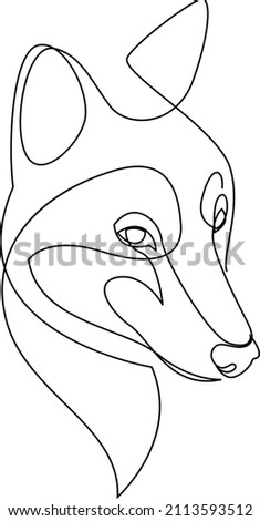One line wolf design silhouette. Hand drawn minimalism style vector illustration