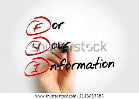 FYI - For Your Information acronym with marker, business concept background Royalty-Free Stock Photo #2113613585