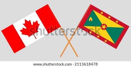 Crossed flags of Canada and Grenada. Official colors. Correct proportion. Vector illustration
