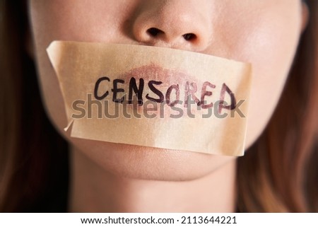 Chinese woman problems censored. Speaking is censored, unspoken issue, toxic problem Royalty-Free Stock Photo #2113644221