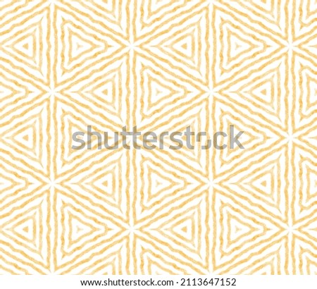 Medallion seamless pattern. Yellow symmetrical kaleidoscope background. Textile ready excellent print, swimwear fabric, wallpaper, wrapping. Watercolor medallion seamless tile.