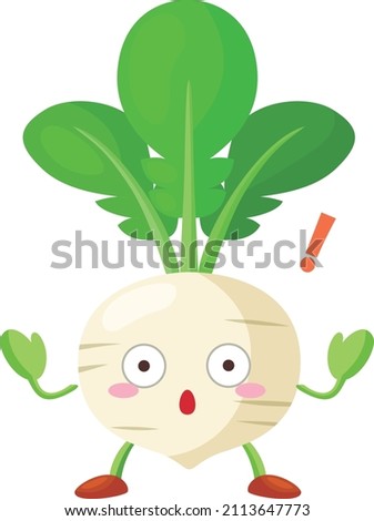 Illustration of a surprised turnip character