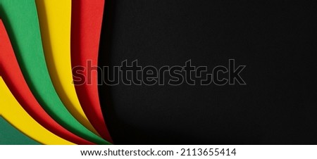 Abstract geometric black, red, yellow, green color background. Black History Month color background with copy space for text Royalty-Free Stock Photo #2113655414