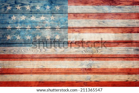 usa flag on old wooden wall