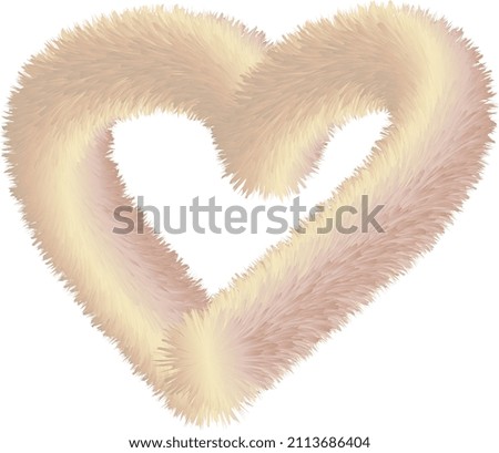 vector isolated 3D fur heart shape with gradient