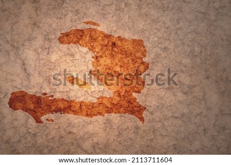 map of haiti on a old ancient vintage crack paper background