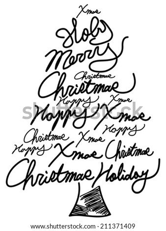 doodle Christmas tree word clouds