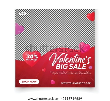 Valentine's Day social media sales post . big sale discount promotional banner template, Valentines day sale design