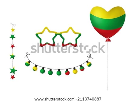Festival clip art in colors of national flag on white background. Lithuania