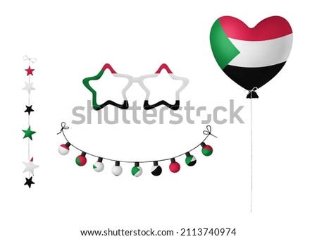 Festival clip art in colors of national flag on white background. Sudan
