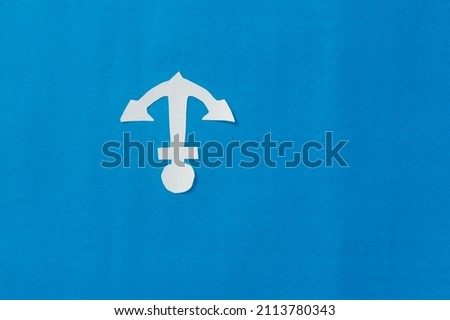 White Anchor on Isolated Blue background. Nautical theme. Copy Space.