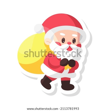Isolated st clauss merry christmas decorative sticker illustration