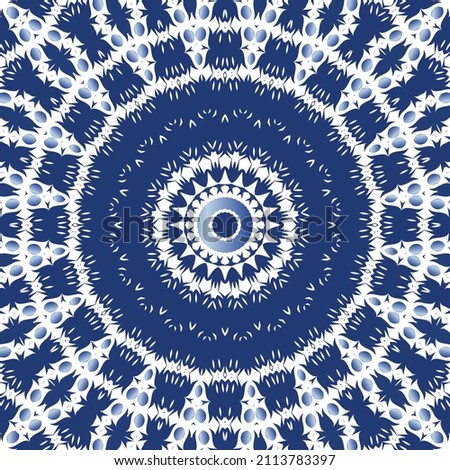 Portuguese ornamental azulejo ceramic. Minimal design. Vector seamless pattern elements. Blue vintage backdrop for wallpaper, web background, towels, print, surface texture, pillows.