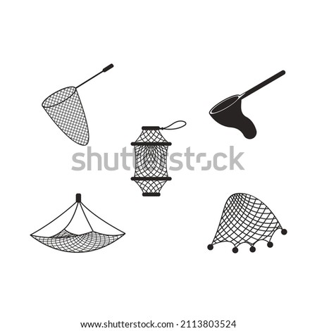 a set of fishing net icons, vector illustration simple design.