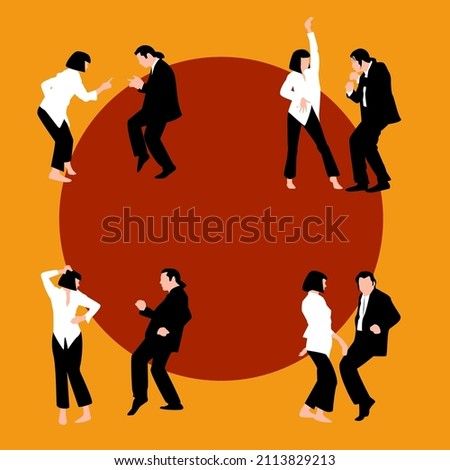 Man and woman dancing flat vector illustration Royalty-Free Stock Photo #2113829213