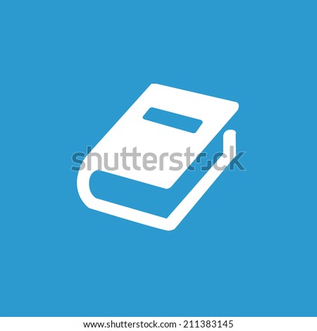 book icon, isolated, white on the blue background. Exclusive Symbols 