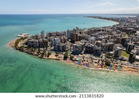 Aerial view of beaches in Maceio, Alagoas, Northeast region of Brazil. Royalty-Free Stock Photo #2113831820