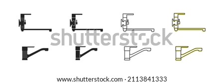Line and black faucet icon. Simple illustration. Vector illustration design. Blackline symbol. EPS10