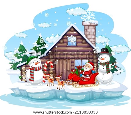 Snowy day with Santa Claus on sledge illustration