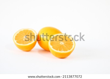 Close-up fresh lemon fruit slice isolated on white background. Food and healthy concept stock photo