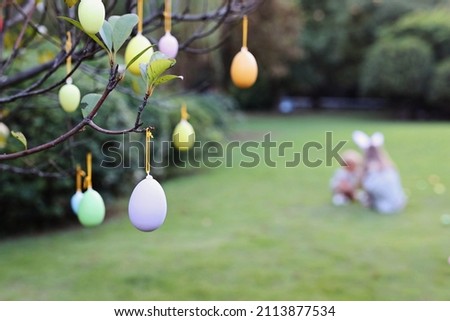 Background for Easter Egg Hunt In Garden or park. 