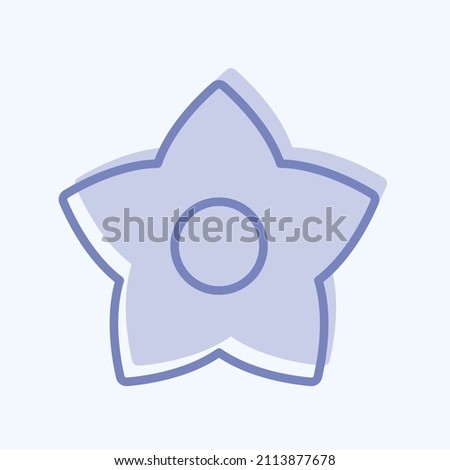 Flower Icon in trendy two tone style isolated on soft blue background